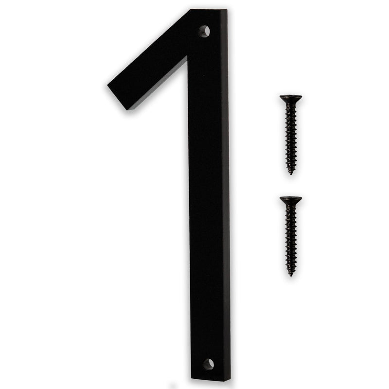 Discovered Designs 5" (1) Modern Address House Numbers for Outside - Easy to Install 3D Matte Black Weatherproof No Rust, Individual Numbers for Address on House, Made in USA, Includes 2 - 3/4" Screws, Door Mailbox Decor Home Address Number (1) 1