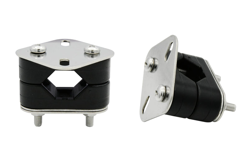 Vinland Marine Nylon Boat Rail Mount Brackets Fit 7/8" ~ 1" Tube Stainless Steel Mount Plate, Boat Navigation Accessories, Pontoon Rail Mount, Boat tubing Accessories, Boat Grill mounting Cleat (2 pack) 1 square plate & 2 oblong plate