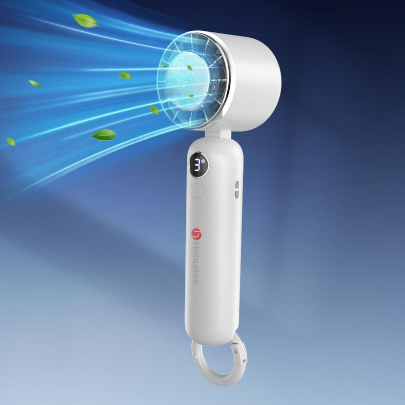 Hotsales Portable Handheld Fan, Powerful Hand Held Mini Fan, 3 Speed USB Rechargeable 5000mAh Battery Operated Fan, LED Display, Cooling Personal Fan Gifts for Women, Men, Travel, Camping, Outdoor White