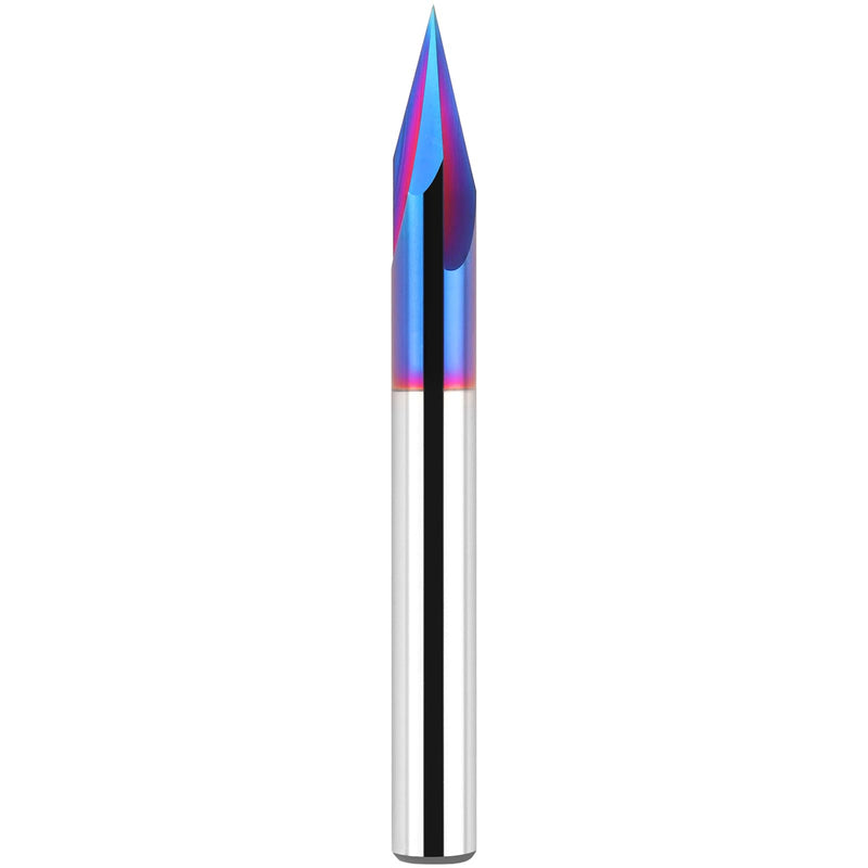 30 Degree V Bit 1/4" Shank, Carbide CNC Chamfer End Mill, 3-Flute V Groove Router Bit with Blue Nano Coating for Wood CNC Engraving Carving(Extra Long) 30 Degree- Extra Long