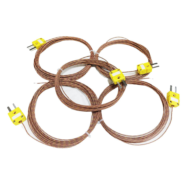 5pcs Pack High Accuracy K Type Mini-Connector Thermocouple Temperature Probe Sensor, 3 Meters Long Measure Range -50°C~482°C (-58°F~899°F) 3 M