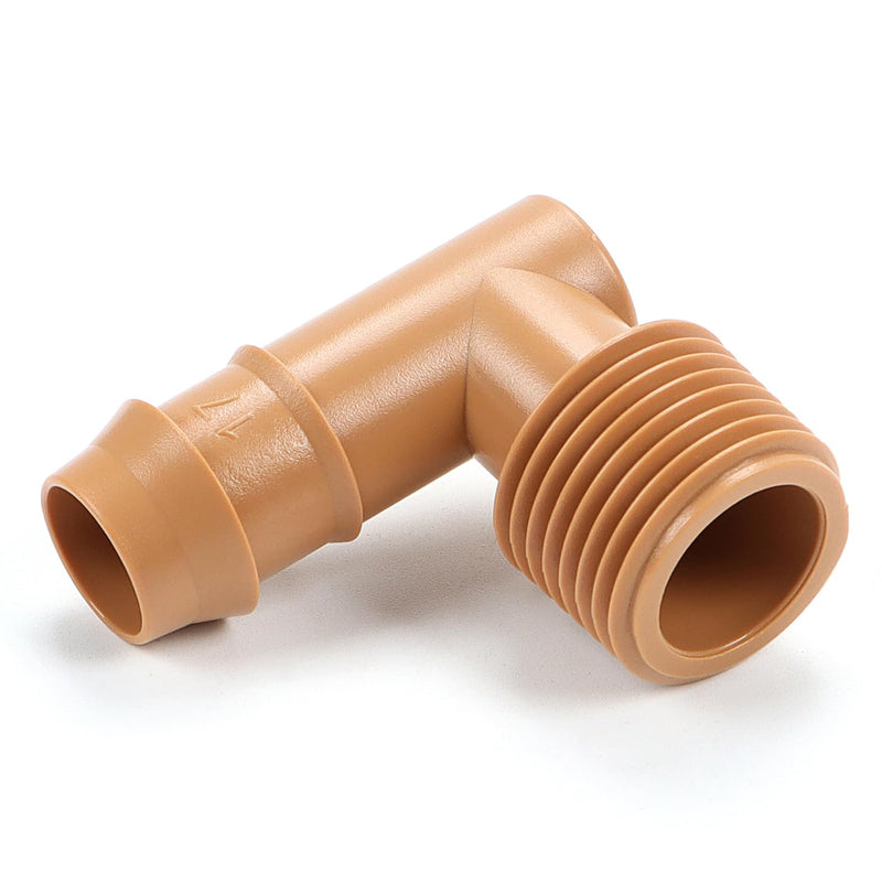 12 Pieces 1/2 Inch PVC to 1/2 Inch Drip Irrigation Adapter Fittings, 1/2" Male Pipe Thread(MPT) x 1/2" Drip Line Barbed Elbow Connectors 1/2-in PVC to 1/2-in Poly Tubing Adapter
