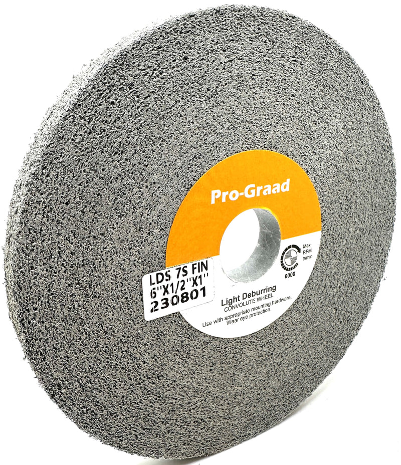 Light Deburring Wheel - 6" x 1/2" x 1" 7S Fine Grit - Silicon Carbide – Light Deburring, Finishing and Polishing Wheel – 01662 - Convolute - (1 Pack)