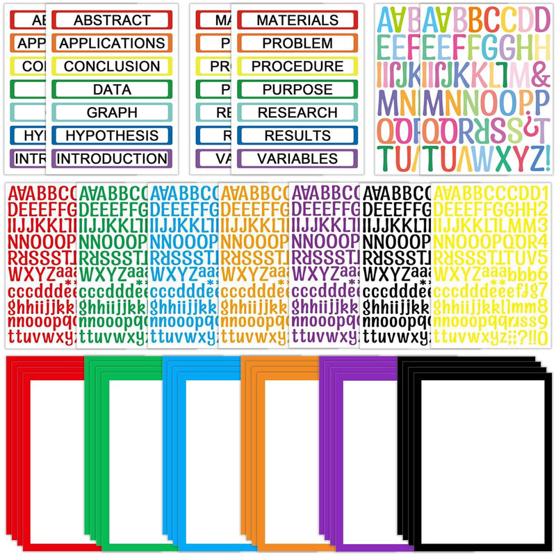 37 Colorful Sheets Science Fair Board Supplies Self Adhesive Presentation Science Subtitles Science Fair Project Titles Personalized Letter Sticker Supplies for Classroom Office
