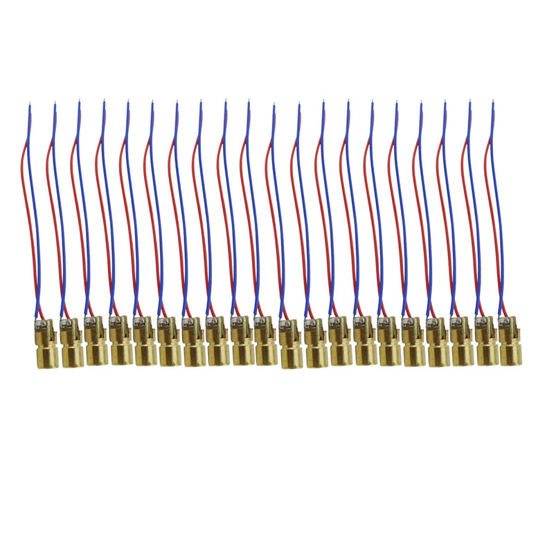 20PCS 3V 650nm 5mW Red Dot Diode Copper semiconductor Laser Tube with Leads Head Point Shape Outer Diameter 6mm