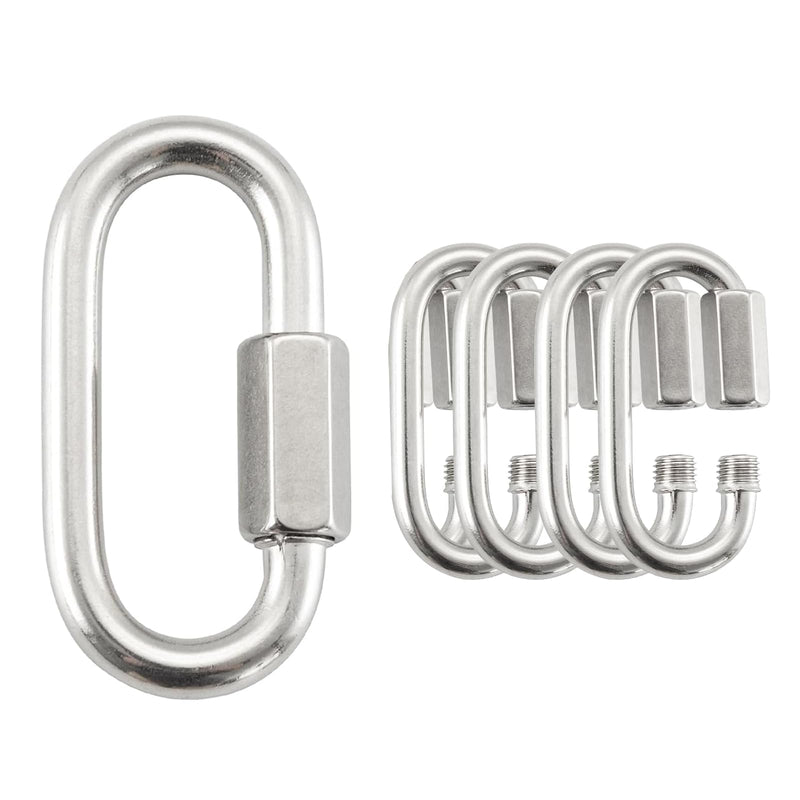 HOME MASTER HARDWARE 5/16" Quick Chain Link,Stainless Steel Chain Quick Link,Small Locking Carabiner Links Threaded,Chain Connector,5 Pack