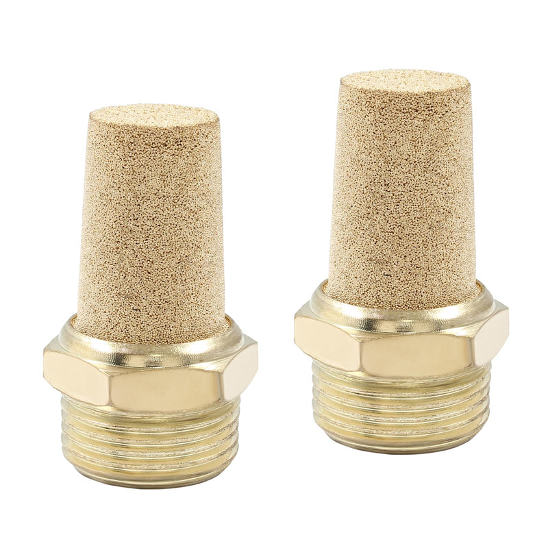2 Pack 3/4" Male Thread Pneumatic Brass Exhaust Muffler Filter Air Pneumatic Mufflers Air Line Fitting Hex Sintered Silencer 2