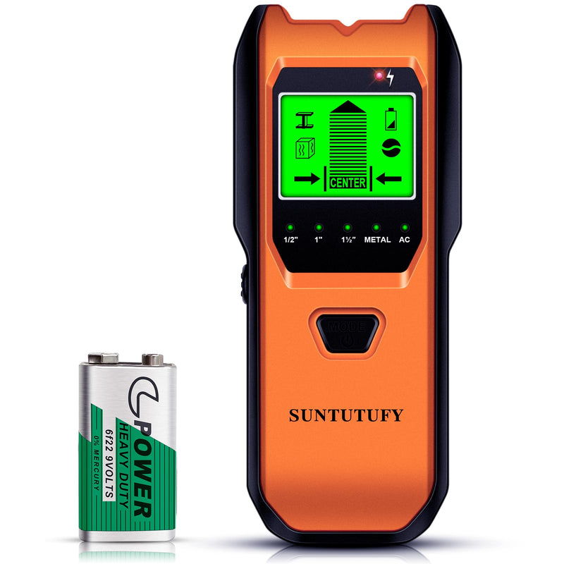 Stud Finder Wall Scanner - 5 in 1 Electronic Stud Detector with Upgraded Smart Sensor, Audio Alarm and HD LCD Display for the Center and Edge of Wood, AC Wire, Metal and Studs Detection(Gamboge) Gamboge