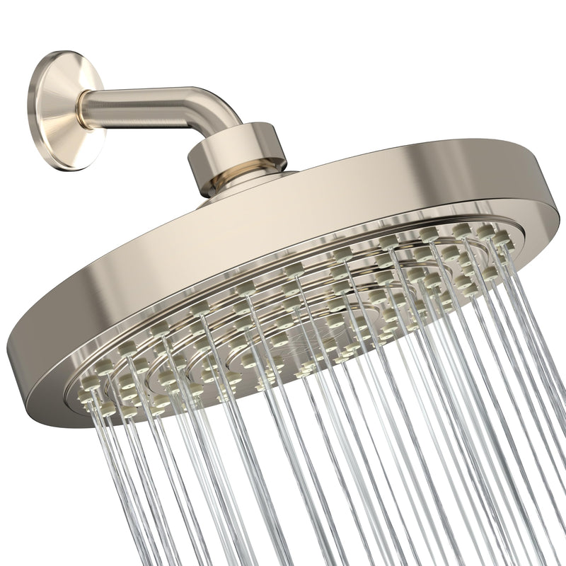 Winthorpe Conservation Rain Shower Head, Brushed Nickel, Round, Low Flow, High Pressure, 1.8 GPM Water Saving, 360 Degree, Eco and Energy Efficient Rainfall Showerhead
