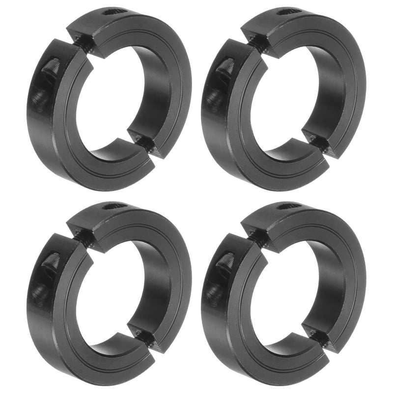uxcell 4pcs Double Split Clamp-On Shaft Collar for 1-1/2" Shaft, Two-Piece Clamping Collar, 2-3/8" OD, 9/16" Thick, #45 Steel Axle Collar Clamp, Set Screw Style