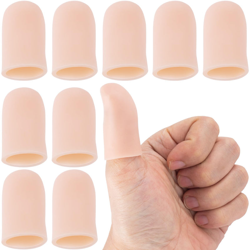 Joez Wonderful 10pcs Gel Finger Cots, Silicone Finger Covers, Thumb Protector Finger Support Protector Caps Gloves [10pcs] Small, Skin Colour