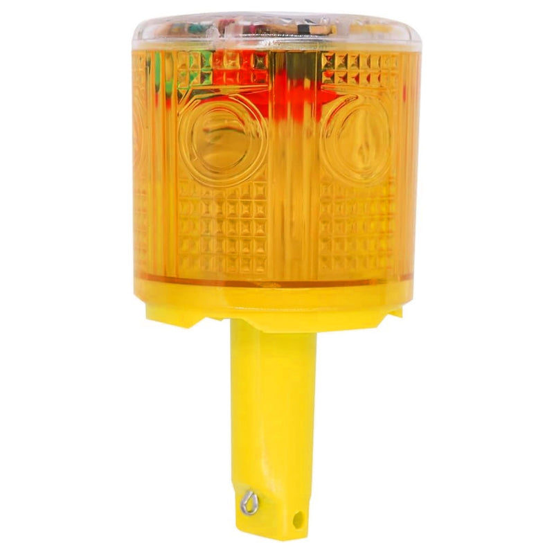 Solar Strobe Warning Light: IP54 Waterproof Flashing Safety Light High Bright LED Warning Lamp Traffic Light for Construction, Factory, Safety Road Sign, Dock Marine Beacon (Yellow-Column) Yellow-Column