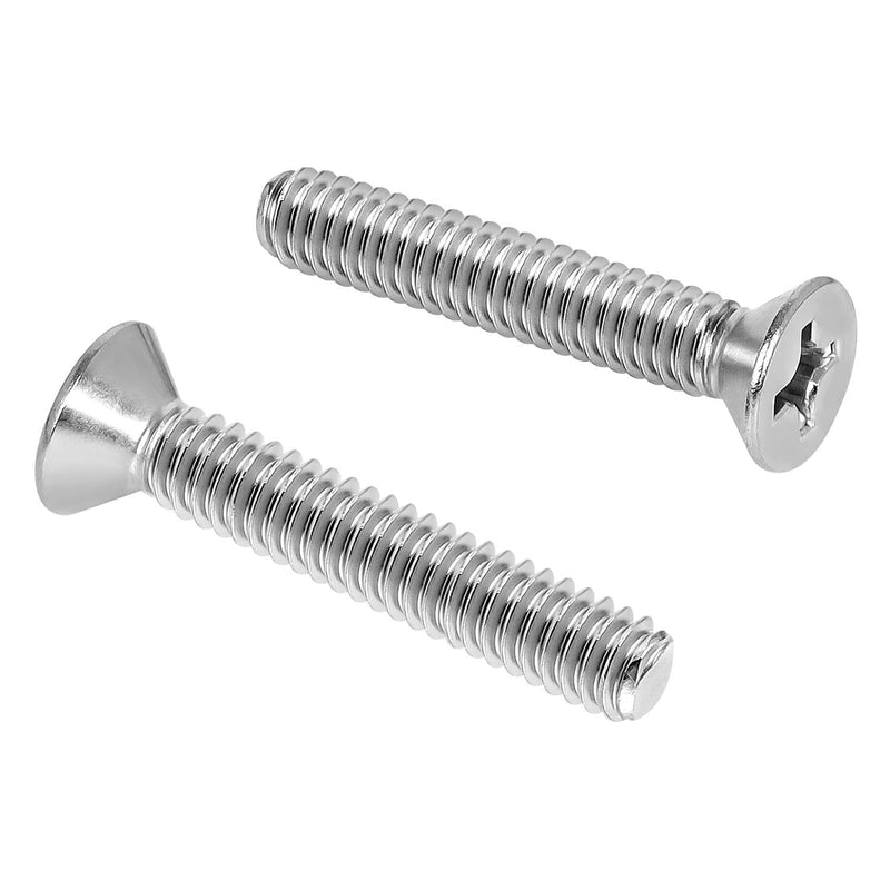 1/4"-20 x 2" Countersunk Flat Head Machine Screw Bolts, Full Thread, 304 Stainless Steel, 25 PCS 1/4"-20 x 2"