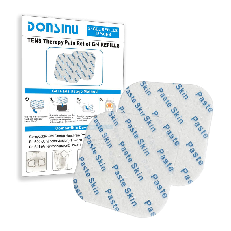 24 Pcs Compatible with Omron Heat Pain Pro PM311/PM800 Gel Pads,12Pairs Durable Compatible with OMRON Tens Unit Gel Pads,DONSINU electrodes Gel Pads