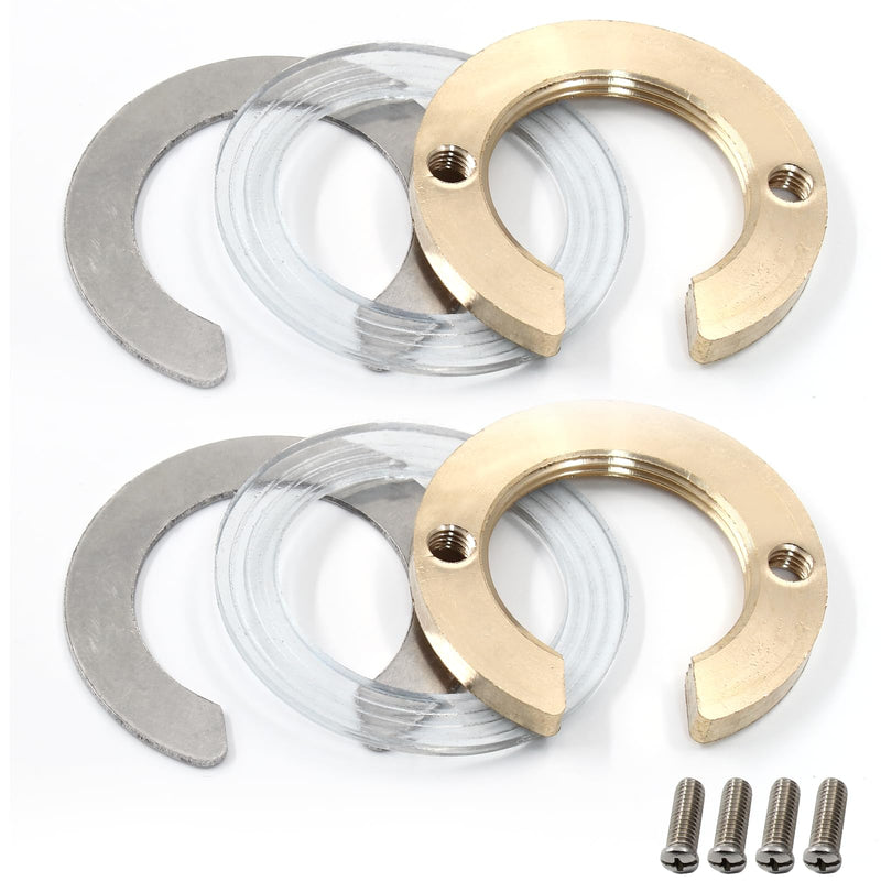 2 Set 1.22inch/31mm Kitchen Faucet Fixing Nut Kit, C Type Antiloosing Faucet Lock Nut Cap for Kitchen Bathroom Washer Faucet Fixing Fastening (Stainless Steel, Brass) Gold