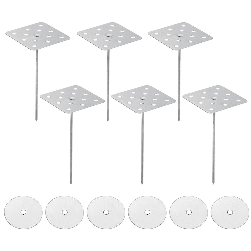PATIKIL 5.9 Inch Perforated Insulation Pins with Round Washers, 50 Pack Aluminum Insulating Nails Wall Plug for Fixing Foam Boards to Wall or Ceiling 150mm