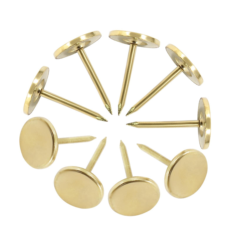 100 PCS 11mm x 17mm Gold Flat Head Thumb Tacks, Upholstery Tacks Pushpin for Furniture Decor