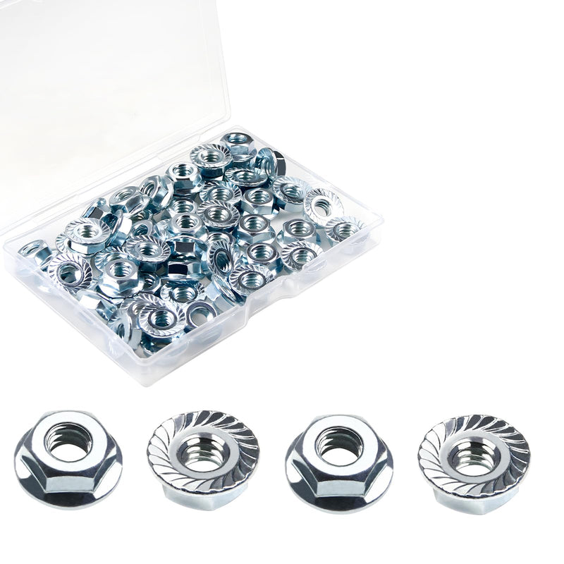 5/16-18 Serrated Flange Hex Nuts, 50 Pack 5/16"-18 Hexagon Flange Nuts, Carbon Steel Zinc Plated, UNC Nuts Fasteners, Locknuts Replacement SAE Nut for Chainsaw Mower Snowblower - NewNest Australia