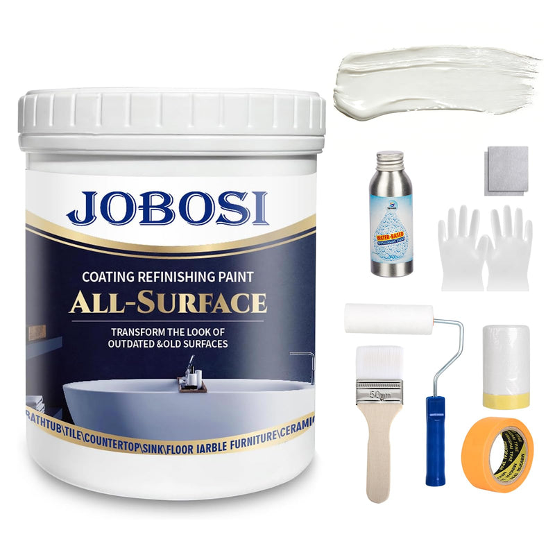 Waterbased Tile Paint and Tile Refinishing Kit 16.0 Fl Oz (white)，Bathtub Bathroom wall, Easy of Usecountertop sink Paint Resurfacing Sink Tub waterproof Kitchen Countertop, Low Odor No Toxic 16 Ounce (Pack of 1) White