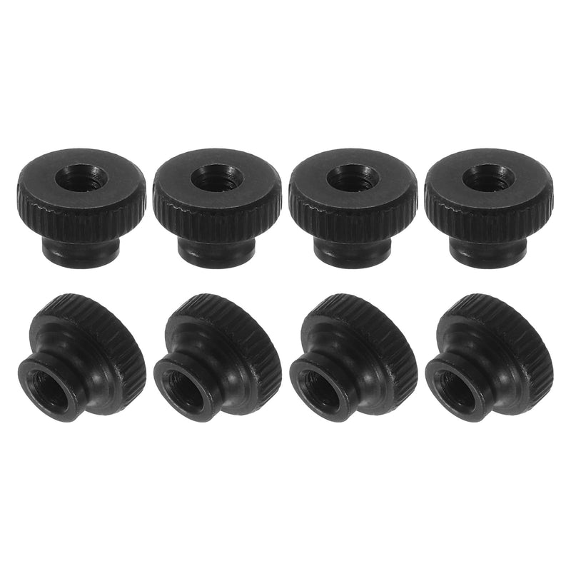 uxcell Knurled Thumb Nuts, 12Pcs M4 Carbon Steel Nut High Head Through Hole for 3D Printer Part, Black 12