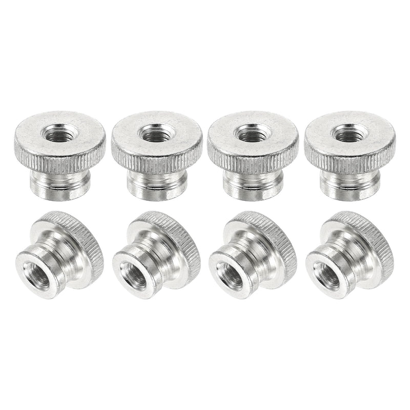 uxcell Knurled Thumb Nuts, 8Pcs M8 Carbon Steel Nut High Head Through Hole for 3D Printer Part, Silver 8