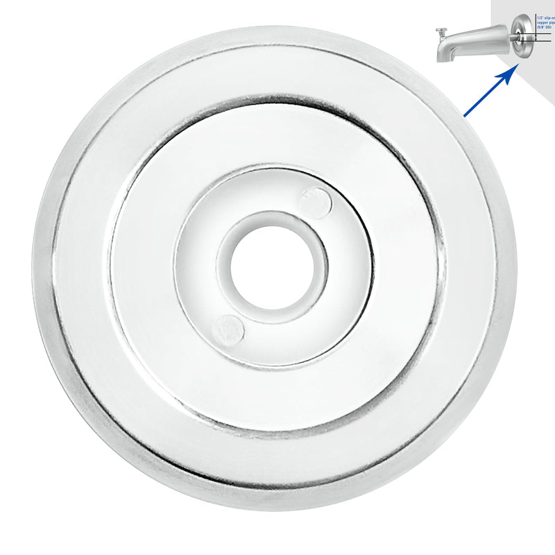 1/2" Thick Spacer for Tub Spout, Flange Trim Ring for Bath Faucet, Eschutcheon Cover Plate for Spigot with Split PVC Blocking Water, Shower Pipe Remodeling Sealer (304SUS-Chrome)