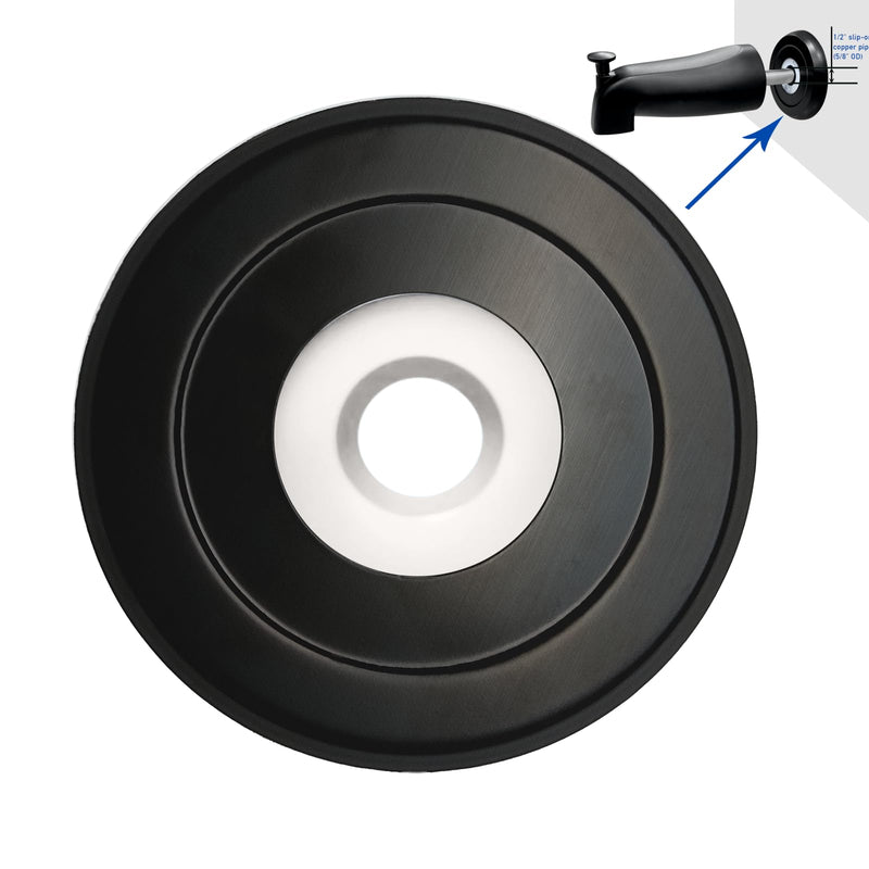 1/2" Thick Spacer for Tub Spout, Flange Trim Ring for Bath Faucet, Eschutcheon Cover Plate for Spigot with Split PVC Blocking Water, Shower Pipe Remodeling Sealer (304SUS-Matte Black)