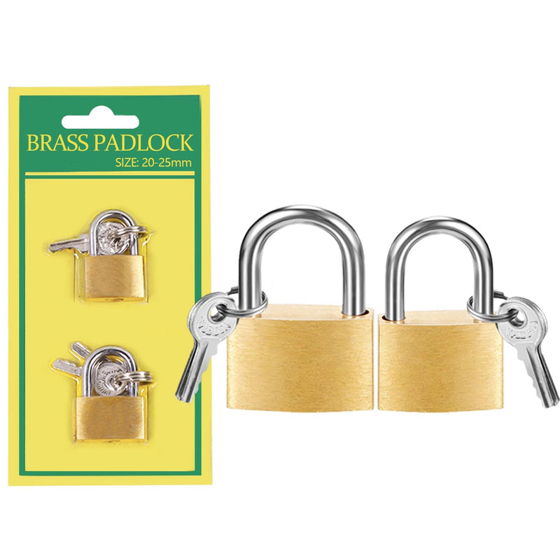2 Pcs Small Solid Brass Locks with Keys, 20mm + 25mm Mini Key Locks, for Luggage Locks, Backpack Small Locks, Gym Locker Padlocks, Jewelry Box Locks… (20-25mm) 20-25mm