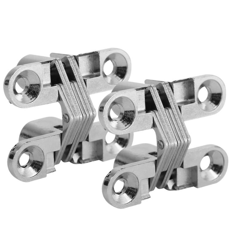2pcs 180 Degree Hidden Hinges, Zinc Alloy Invisible Concealed Cross Door Hinge Easy Installation Furniture Cabinet Kit (XS)