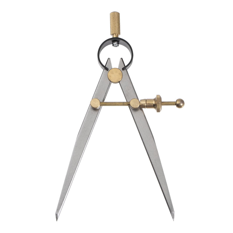 Spring Joint Caliper - [5 Inch] Carbon Steel Spring Divider Caliper with Brass Fulcrum for Metalworking Drawing Use, Flat Leg 5 Inch