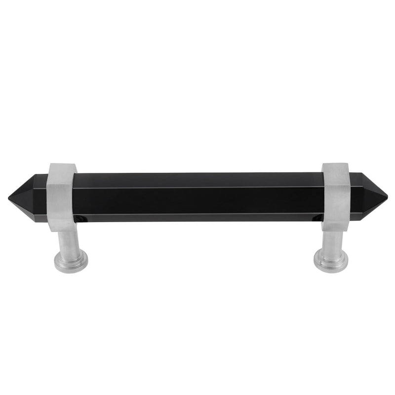 Sportmusies 2pcs Stainless Steel with Black Obsidian Knobs with Screws