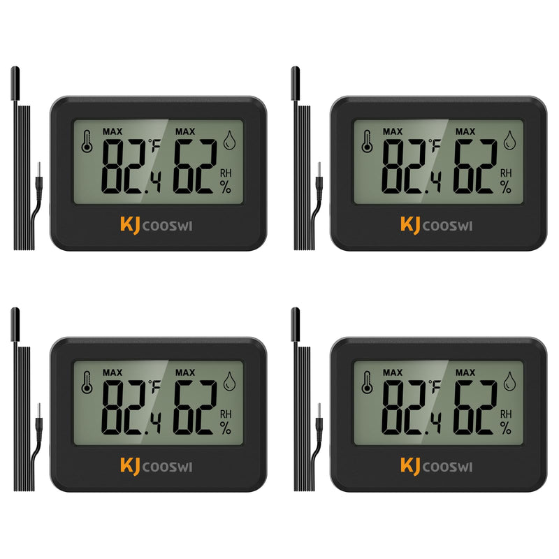 4PCS Mini Digital Hygrometer and Thermometer Reptile Thermometer with Extend Probe (Only Temperature) Indoor Temp and Humidity Meter with Magnet with probe