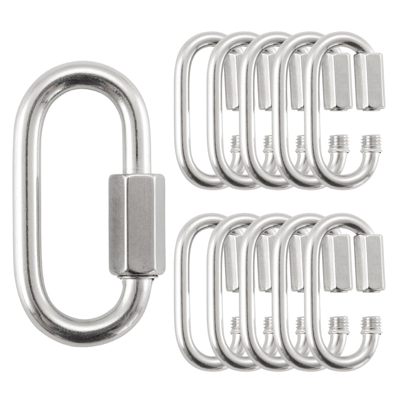 3/16" Quick Chain Link, 10 Pack Stainless Steel Chain Quick Link,Small Locking Carabiner Links Threaded,Chain Connector,HOME MASTER HARDWARE