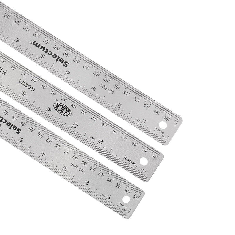 3pcs Stainless Steel Ruler - [6 Inch, 18 Inch, 24 Inch] Double-Scale Metal Measuring Tools with Non-Skid Backing for Architectural Design Use 6 Inch + 18 Inch + 24 Inch