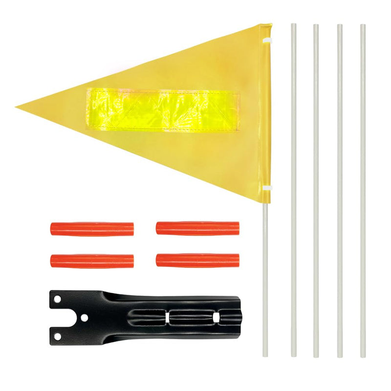 Wheelchair Safety Flag, Bicycle Safety Flag, Polyester Full Color Tear Resistant Waterproof Yellow with Reflective Flag, Bike Flag with Heavy Duty Fiberglass Poles for Safety 6 Feet Adjustable Height yellow -1