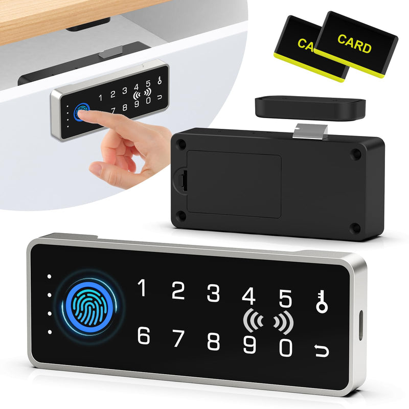 Eseesmart Smart Cabinet Lock, Magnetic Digital Electronic RFID Keyless Bluetooth Child Safety Baby Proofing Safe Drawer Locks for Adults Cupboard Closet Liquor File Dresser Desk Silver Horizontal