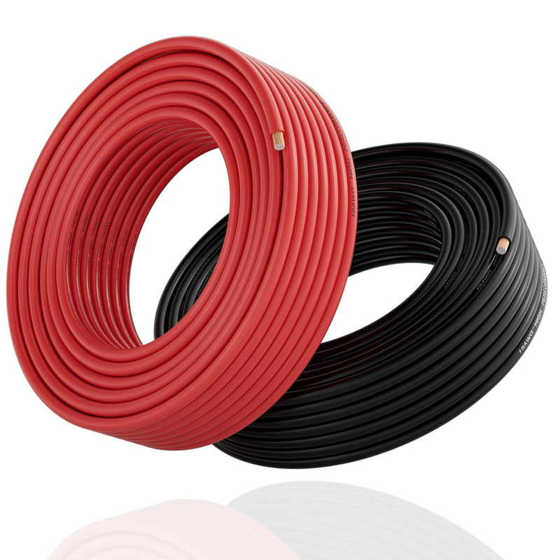 16 Gauge Wire (2-Pack Red/Black Each 25FT), 16AWG CCA, Low Voltage Automotive Primary Harness Wire for Battery, Car Audio, Remote Trailer, Security Alarm, Hook Up Electrical Wires for DIY DC 25FT-2PK Black+Red