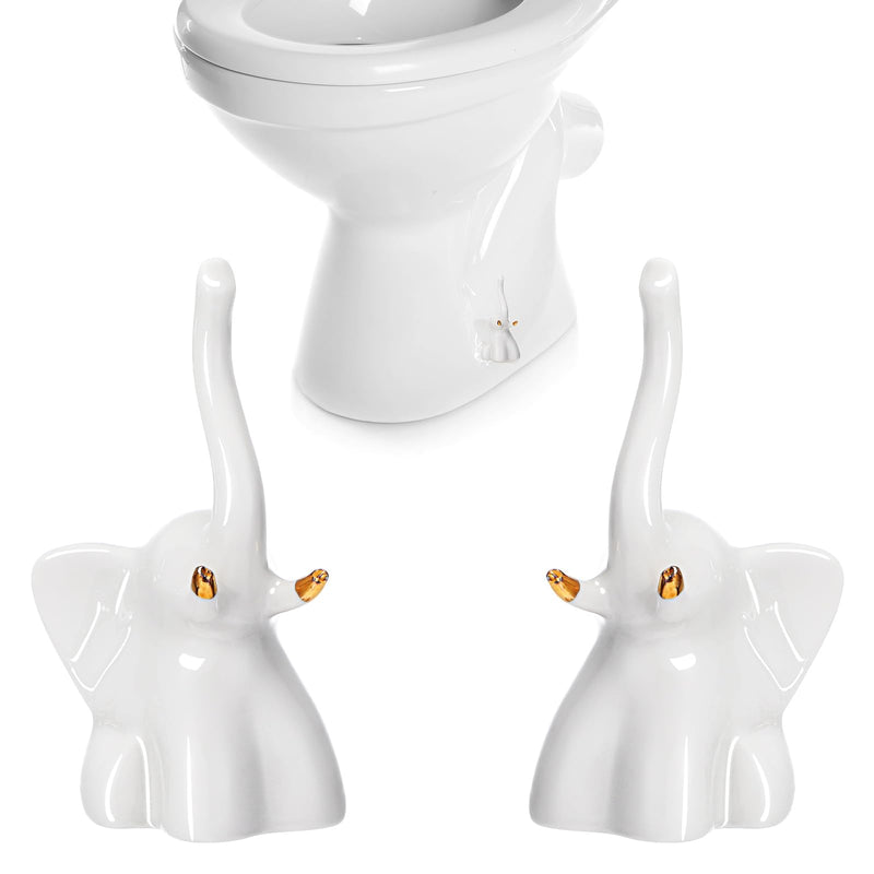 2 Pcs Toilet Bolt Caps, Toilet Bolt Covers, Ceramic Toilet Bolt Covers, Toilet Floor Bolt Caps, Toilet Bolt Caps Decorative, Cute Animals Toilet Covers for Home Bathroom(White,Elephant) White Elephant