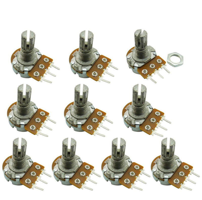 10PCS B20K 20K Ohm Adjustment Single Linear Rotary Taper Potentiometer Shaft 15mm
