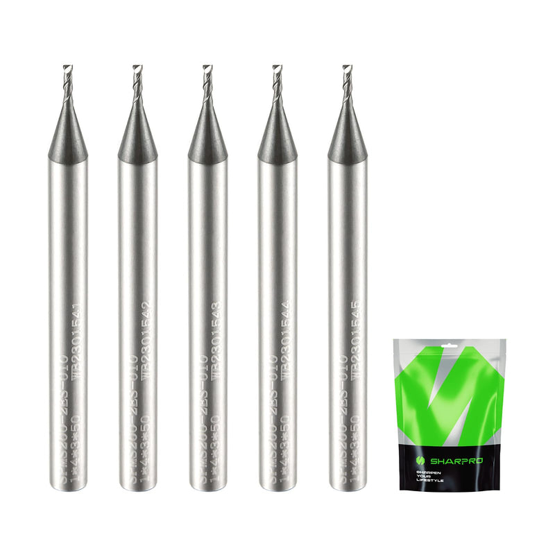 4mm Shank 1mm Cutting Dia. Carbide Square End Mill 2 Flute AlCrN Coated CNC Milling Bit, Faster chip Removal, Apply for Alloy Steel, Stainless Steel and Various Cast Iron.(5PCS) 4mm SHK 1mm DIA 5