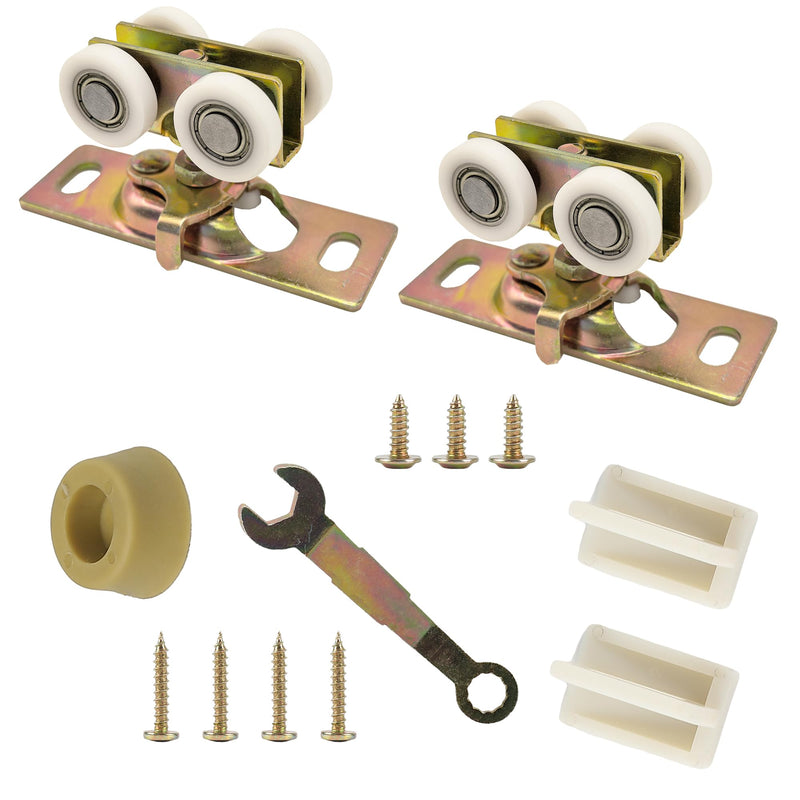 3/4" RV Pocket Door Ball Bearing Hangers Fit Johnson Part #1025, #JR20565 & #H530, Works with 111/118F Series Track, Upgraded Quad Rollers, 13/16" C.T.C, Min. 1" Thick Doors, 2 Pack N 6847 Quad