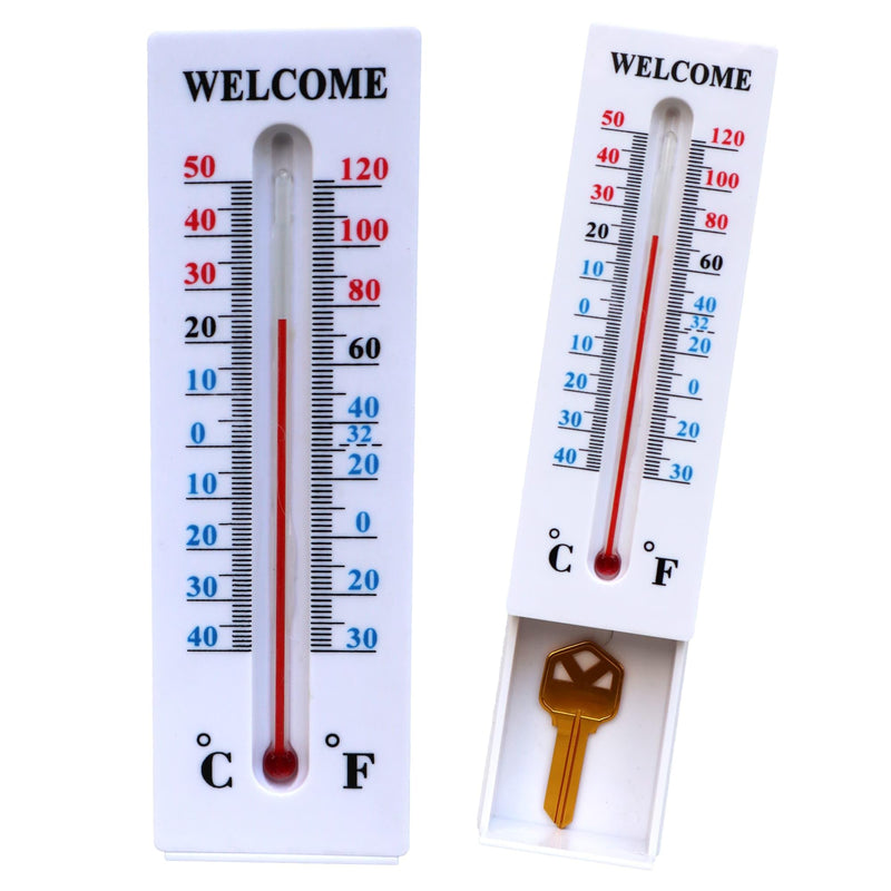 Hide A Key Outside Thermometer Decorative Key Hiders Holder Containers Lockbox for House Spare Keys Cabinet Outdoor Secret Compartment Items Safe Storage Yard Garden Indoor Geocaching
