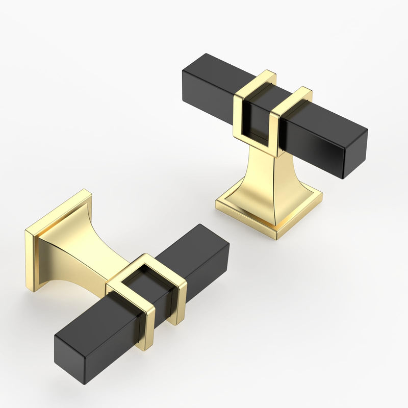 10 Pack 2 Inch(50mm) Cabinet Knobs Black and Gold Kitchen Cabinet Knobs Black Matte Cabinet Hardware for Cupboard Square Black Kitchen Knobs for Cabinets and Drawers 10 Pack Black & Gold
