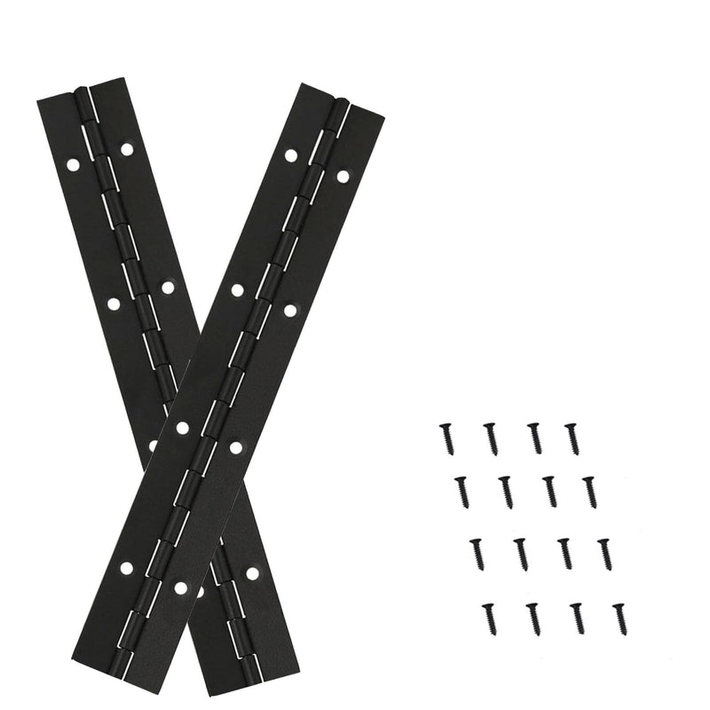 2PCS Heavy Duty Piano Hinge,8-Inch 304 Black Continuous & Piano Hinges,0.05" Thickness,1.2" Open Width, Ideal for Folding Cabinet Doors, Black Stainless Furniture Hinges Includes 16pcs Screws
