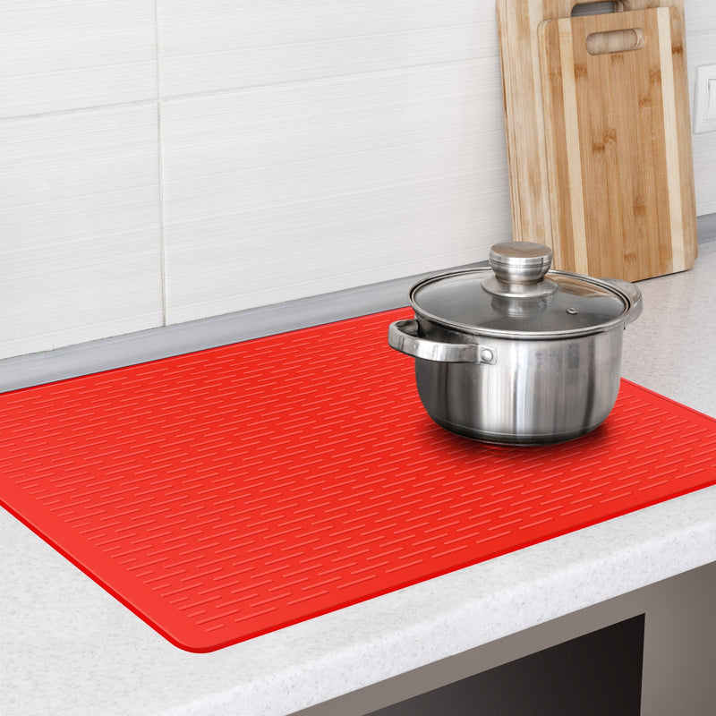 Stove Top Cover Silicone Electric Stove Cover 28 x 20 Inches Heat Resistant Cooktop Protector Stove Mat Protector Oven Cover for Kitchen Flat RV Range Stovetop Protector(Red) Red