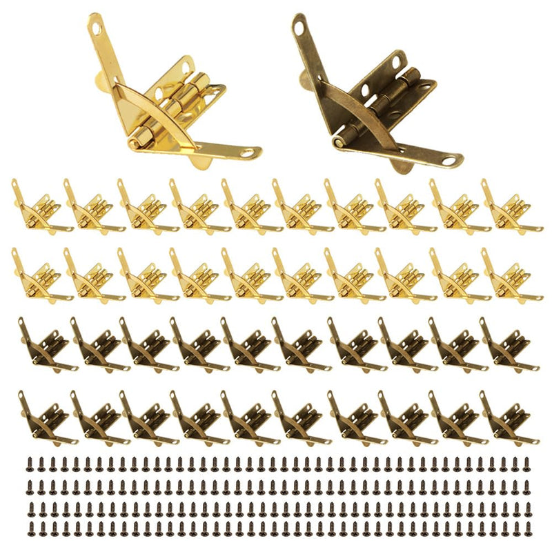 40Pcs Angle Support Spring Hinge Lid 90 Degree Hinge for Antique Jewelry Gift Wine Case Watch Box Wood Lid Hardware 33 x 30 mm