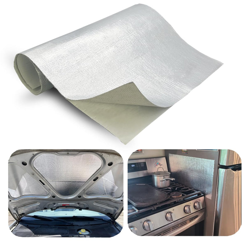Aluminized exhaust heat shield 24'' X 24'' for wall behind grill 2000 Degrees High Temp Protection Material Thermal Barrier Blanket Mat 24'' X 24''