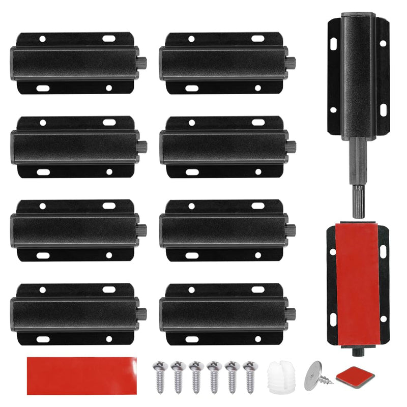 Push to Open Door Latch, 10 Pack Black Magnetic Push Latches, Adhesive Heavy Duty Touch Latch Hardware for Push to Open Cabinet, Magnetic Door Catch for Cabinet Drawer Wardrobe Kitchen Door