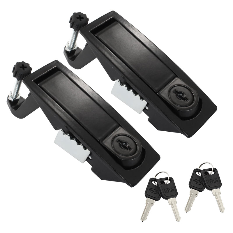 2 Pcs Compression Latch Lock, Zinc Alloy Trigger Latch Lock Adjustable Lever Hand Operated Compression Latch with Raised Trigger, with Keys(Black) Black
