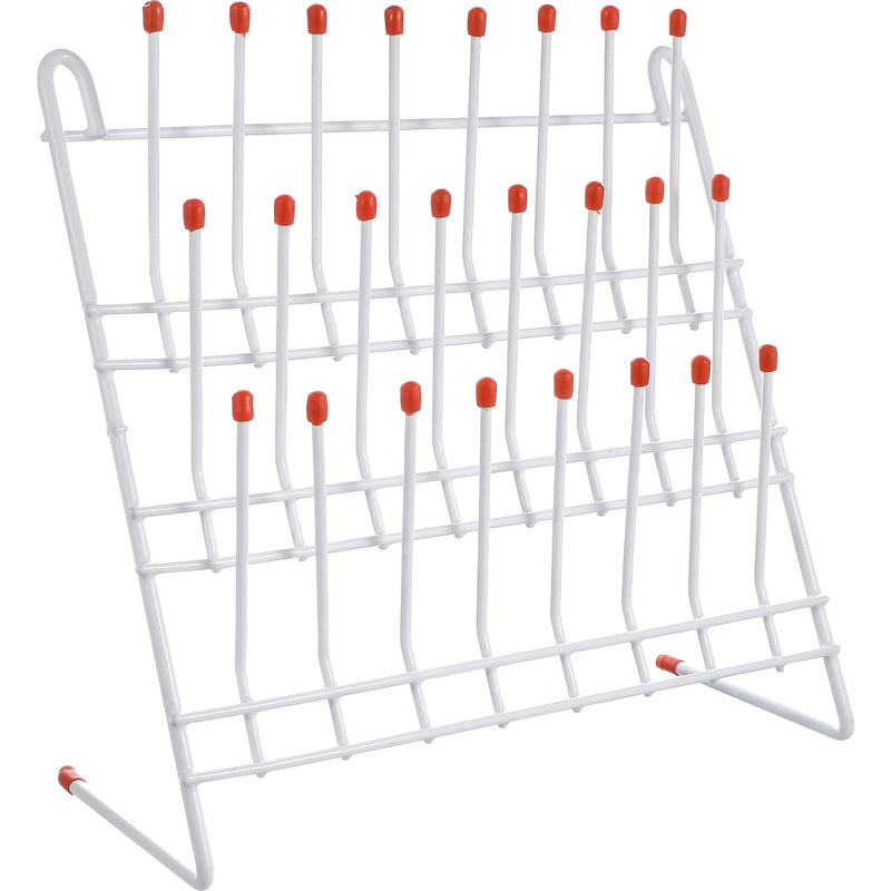 Laboratory Beaker Drying Rack 24-Position Test Tube Draining Holder 11.81X11.81X4.52 Inch Lab Glassware Organizer for Scientific and Industrial Use White 30.00X30.00X11.50CM